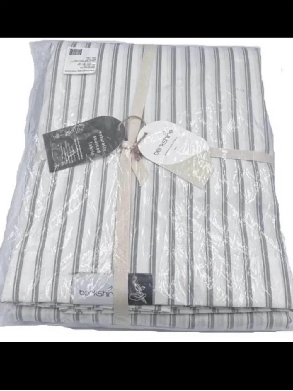 King - Berkshire White and Gray Pinstripe Duvet Set